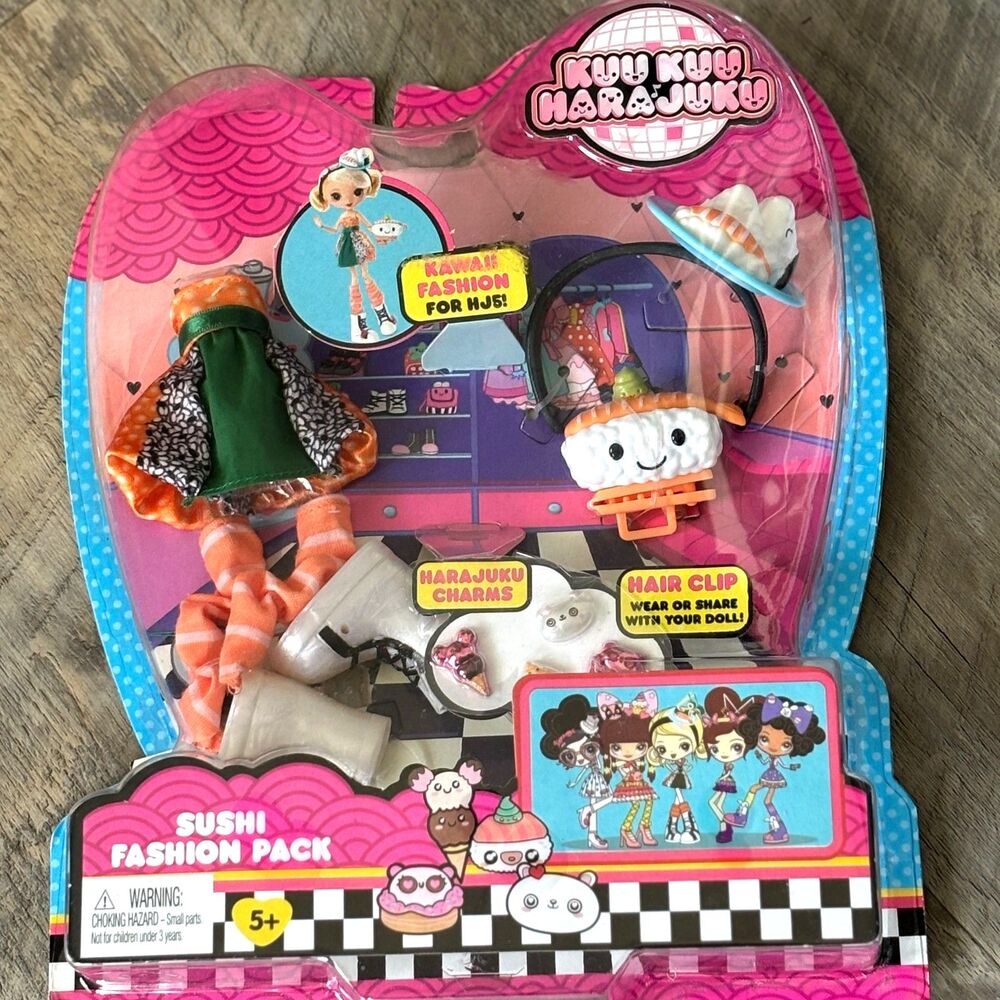 Mattel KUU KUU HARAJUKU Kawaii Fashion SUSHI Pack Charms Hair Clip Ages 5+